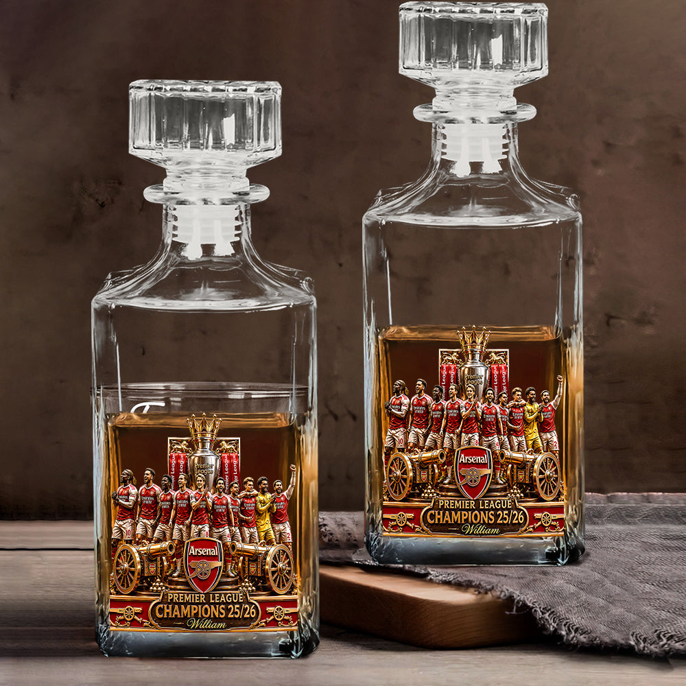 Premier League Champions 2526 - Personalized Soccer Whiskey Decanter Set