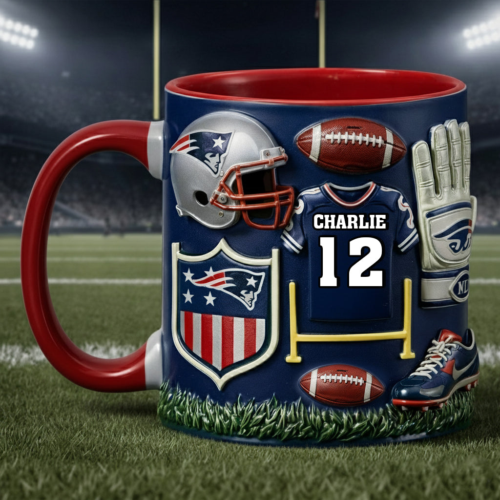 Love Football - Personalized American Football Accent Mug