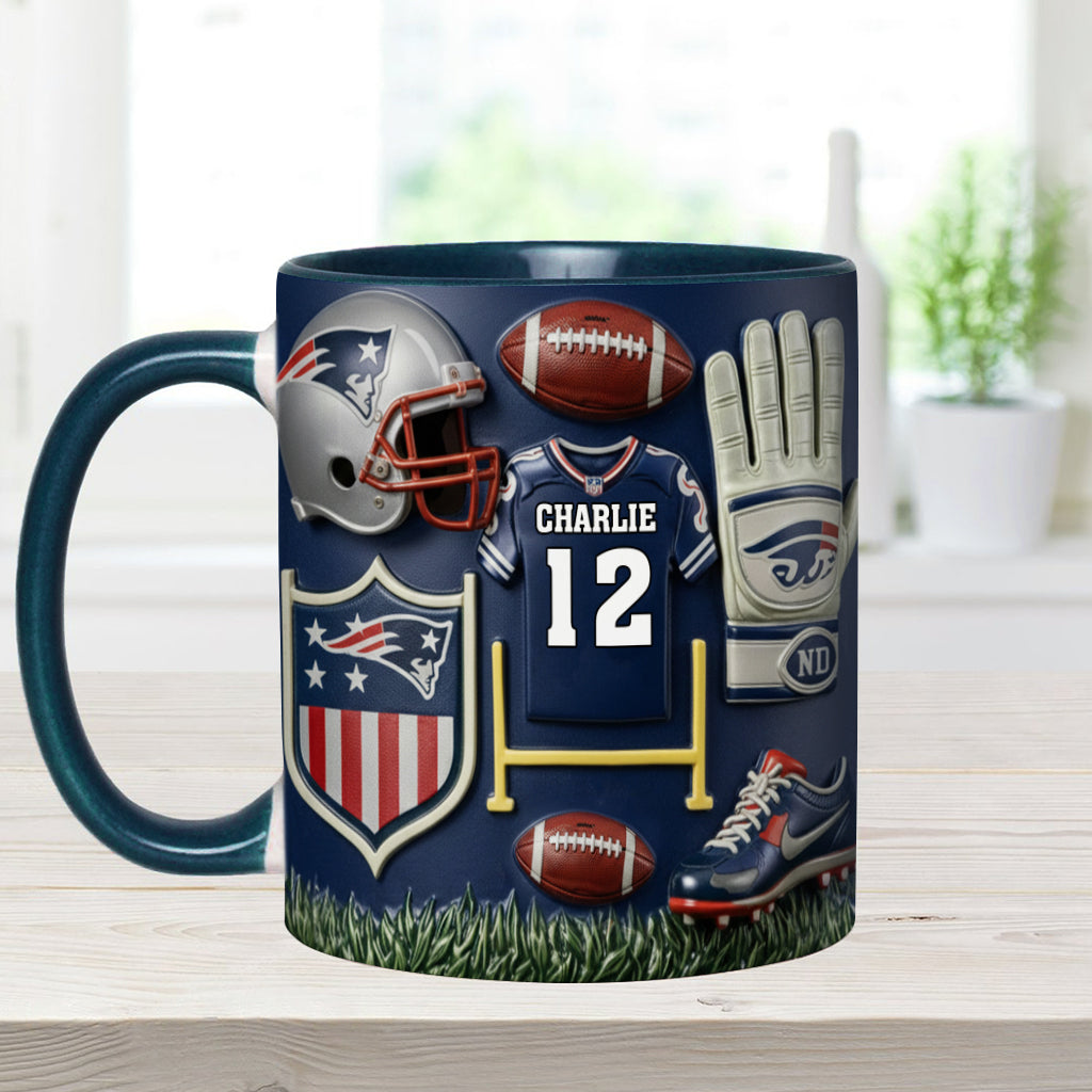 Love Football - Personalized American Football Accent Mug