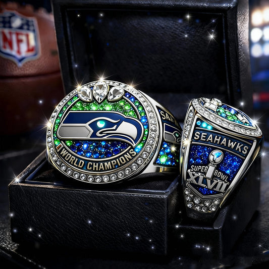 Seattle - Seahawks Footaball Team - Personalized American Football Signet Ring