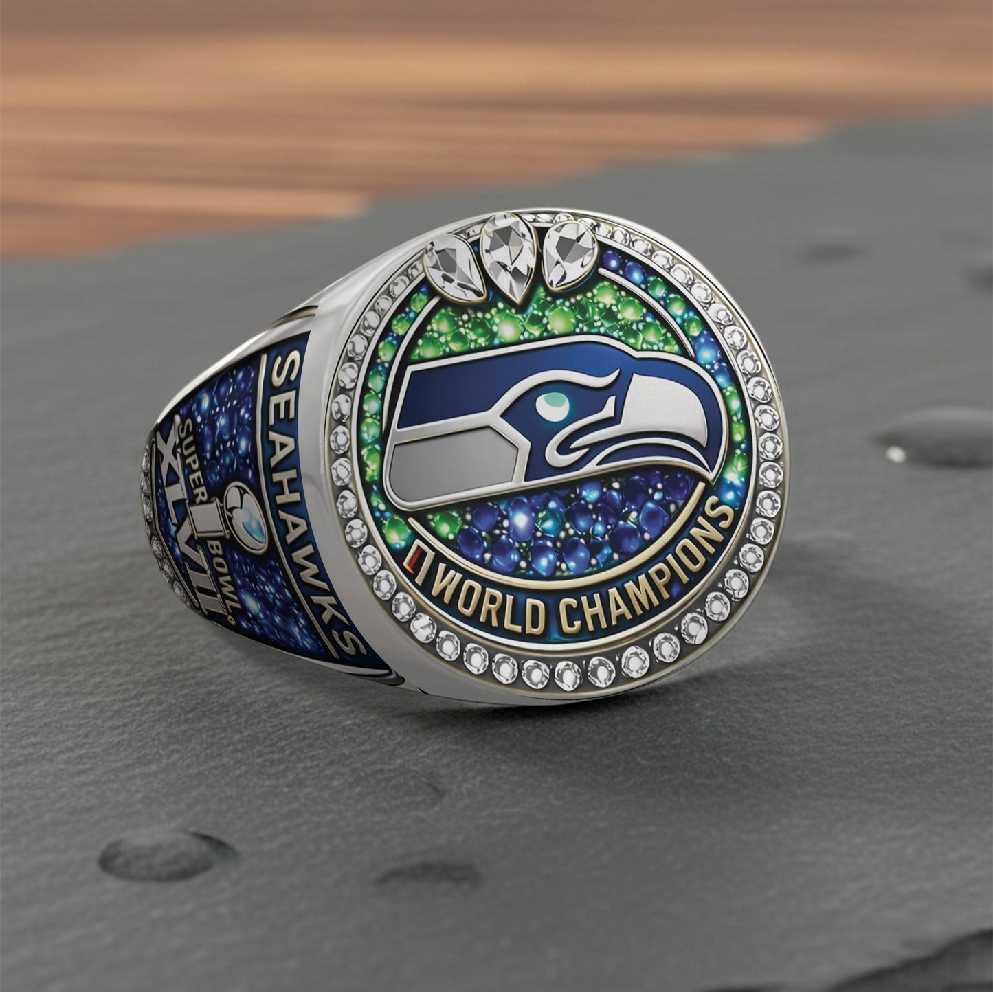 Seattle - Seahawks Footaball Team - Personalized American Football Signet Ring
