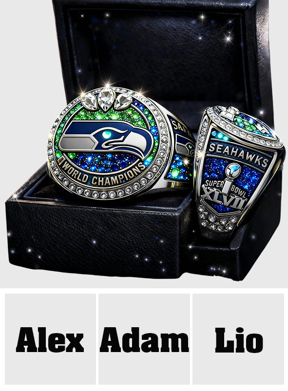 Seattle - Seahawks Footaball Team - Personalized American Football Signet Ring