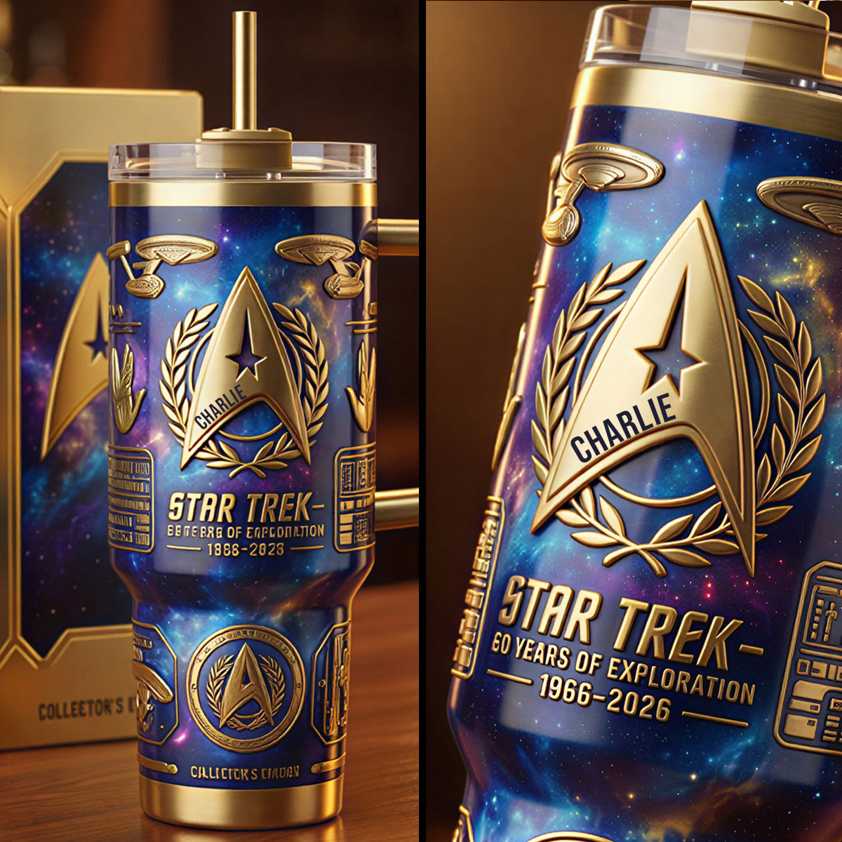 60 Years Of Exploration - Personalized Star Fleet Tumbler With Handle