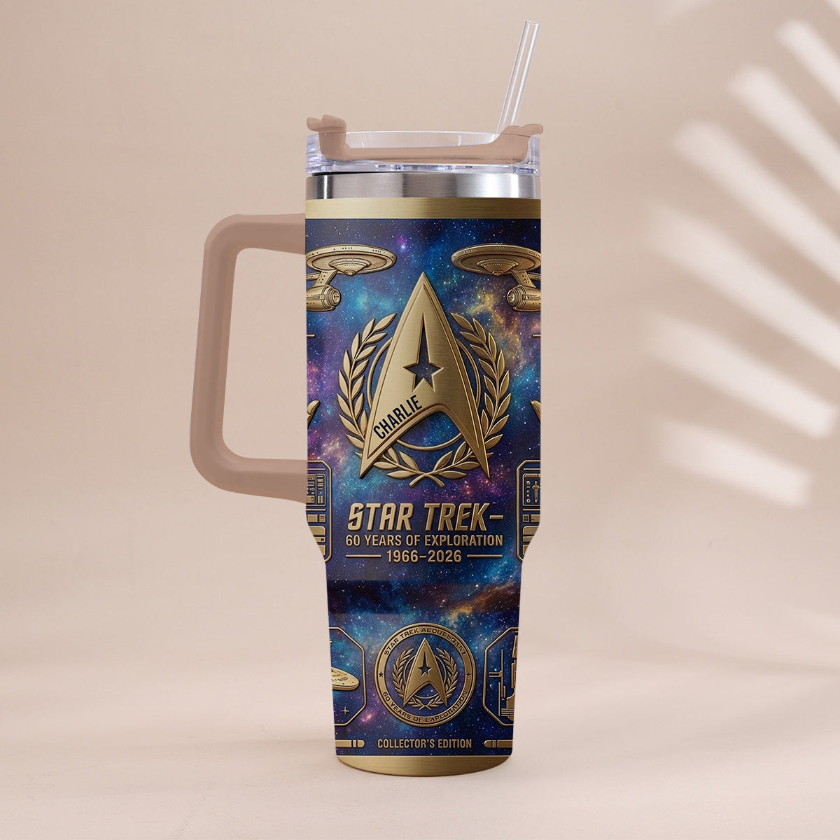 60 Years Of Exploration - Personalized Star Fleet Tumbler With Handle