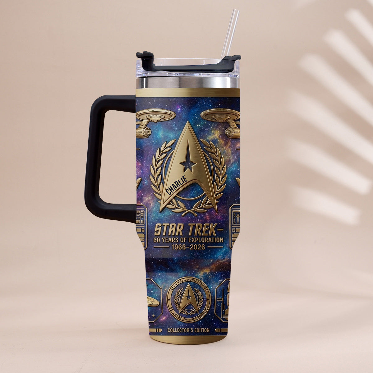60 Years Of Exploration - Personalized Star Fleet Tumbler With Handle