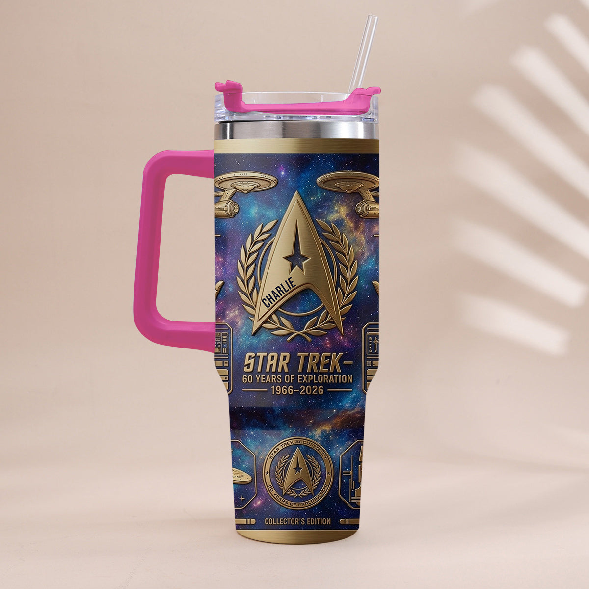 60 Years Of Exploration - Personalized Star Fleet Tumbler With Handle