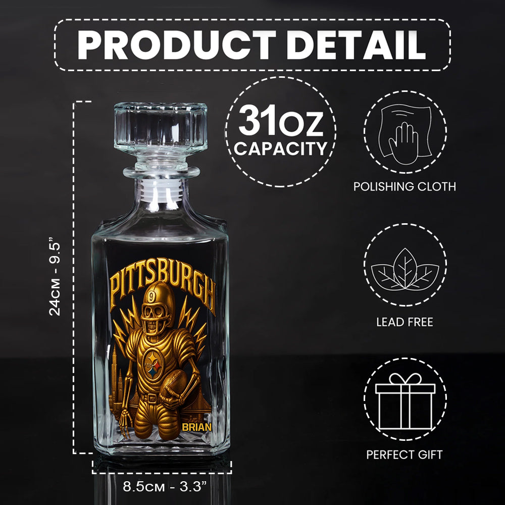 Pittsburgh FootBall Team - Personalized American Football Whiskey Decanter Set